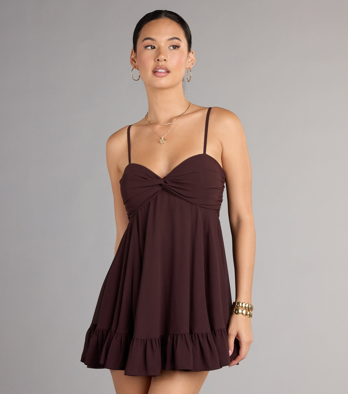Perfectly Pretty Tie Back Chiffon Babydoll Dress