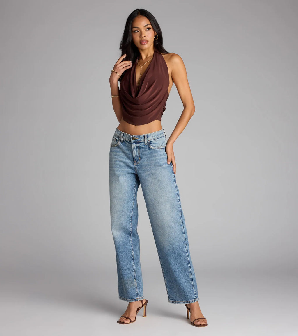 Take The Plunge Sleeveless Halter Crop Top