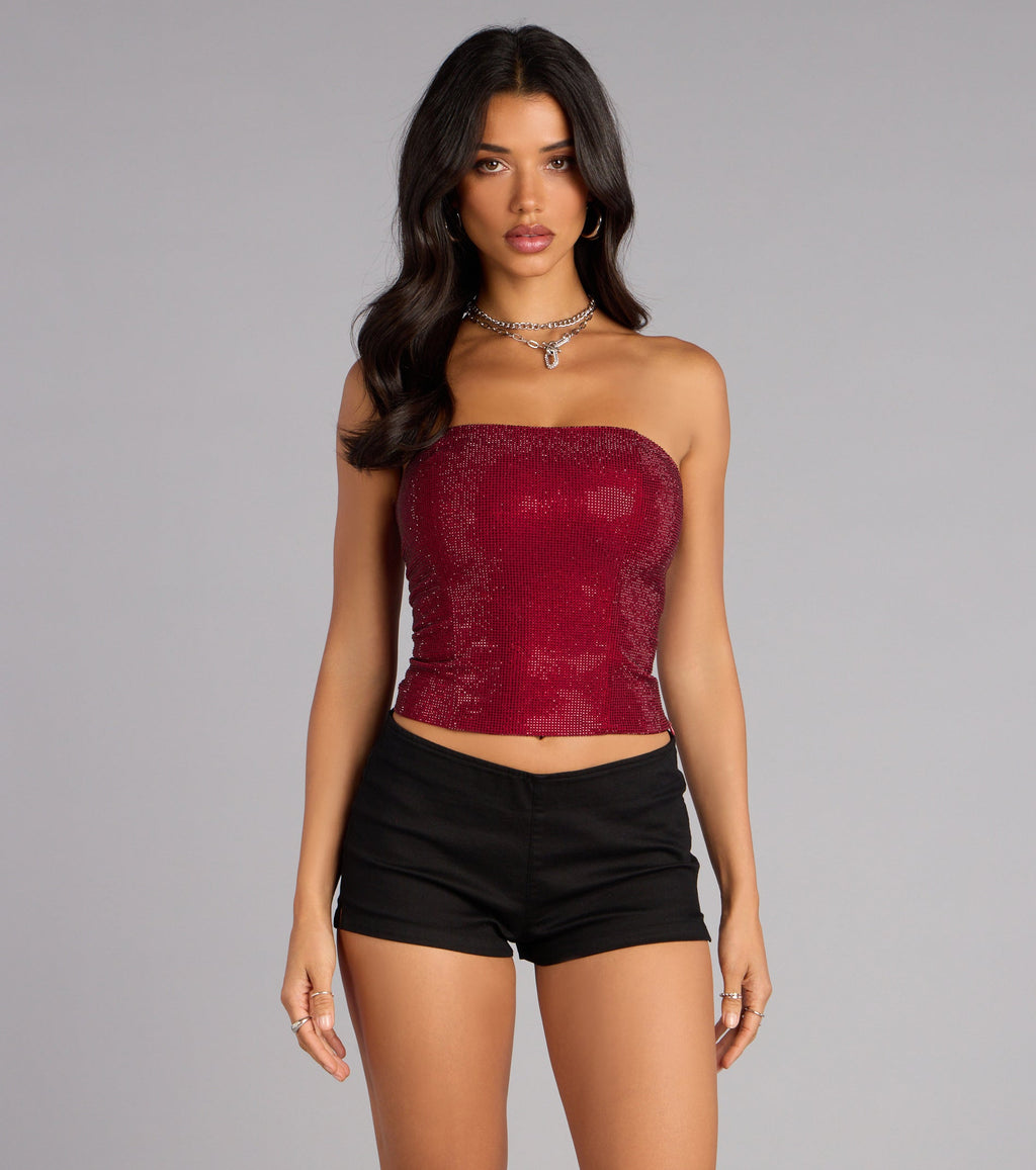 Glitz Game Tube Rhinestone Corset Top