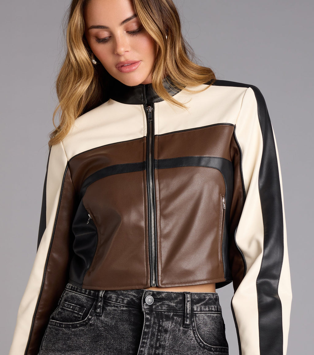Life In The Fast Lane Crop Moto Jacket