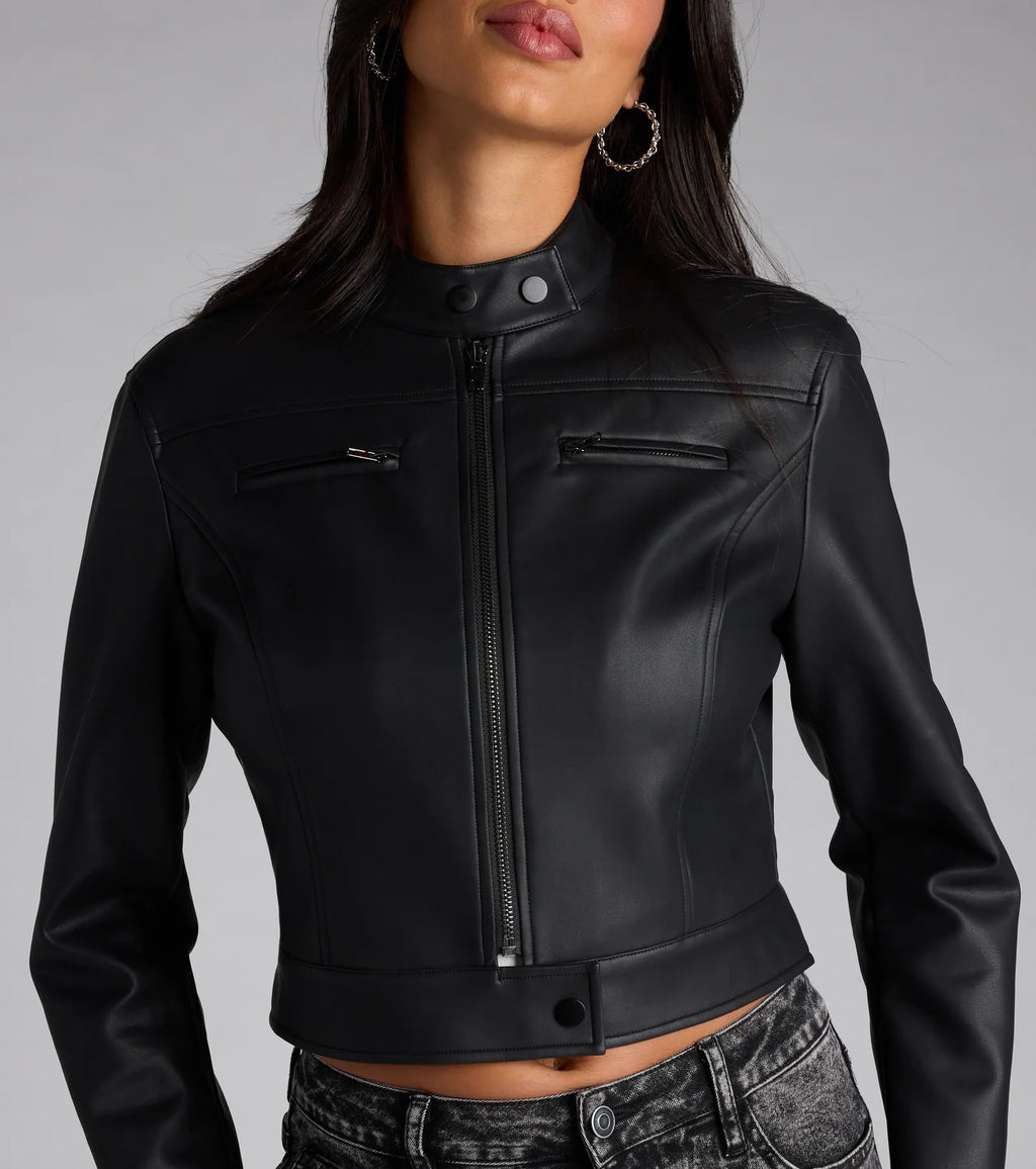 Along For The Ride Faux Leather Biker Jacket