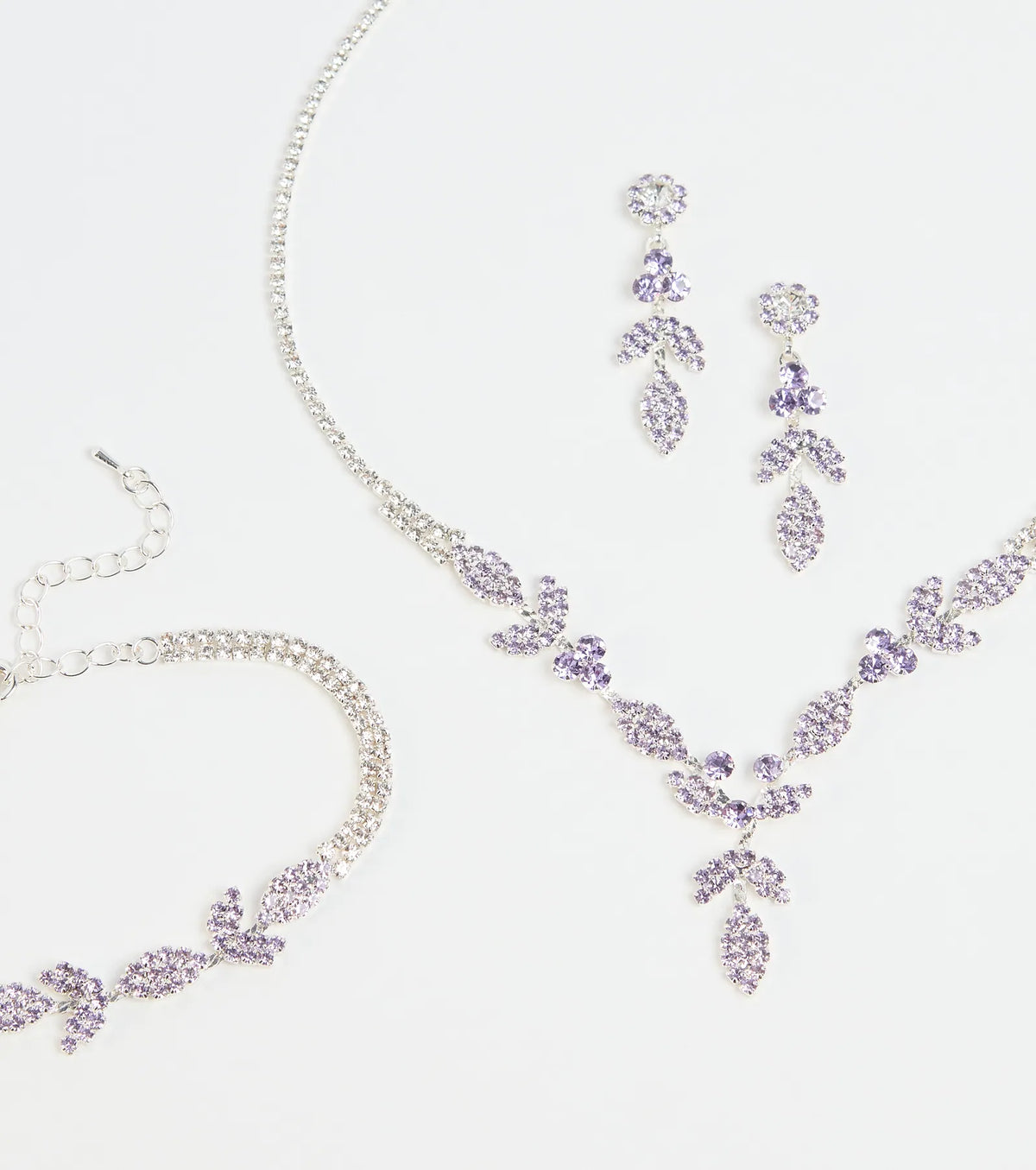Luxe Desire Rhinestone Leaf Jewelry Set